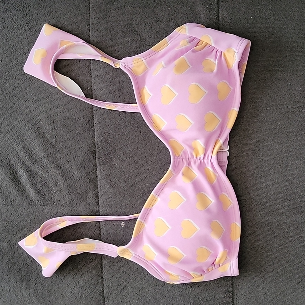 Stoney Clover Lane x Target lavender orange flutter heart print swimsuit top